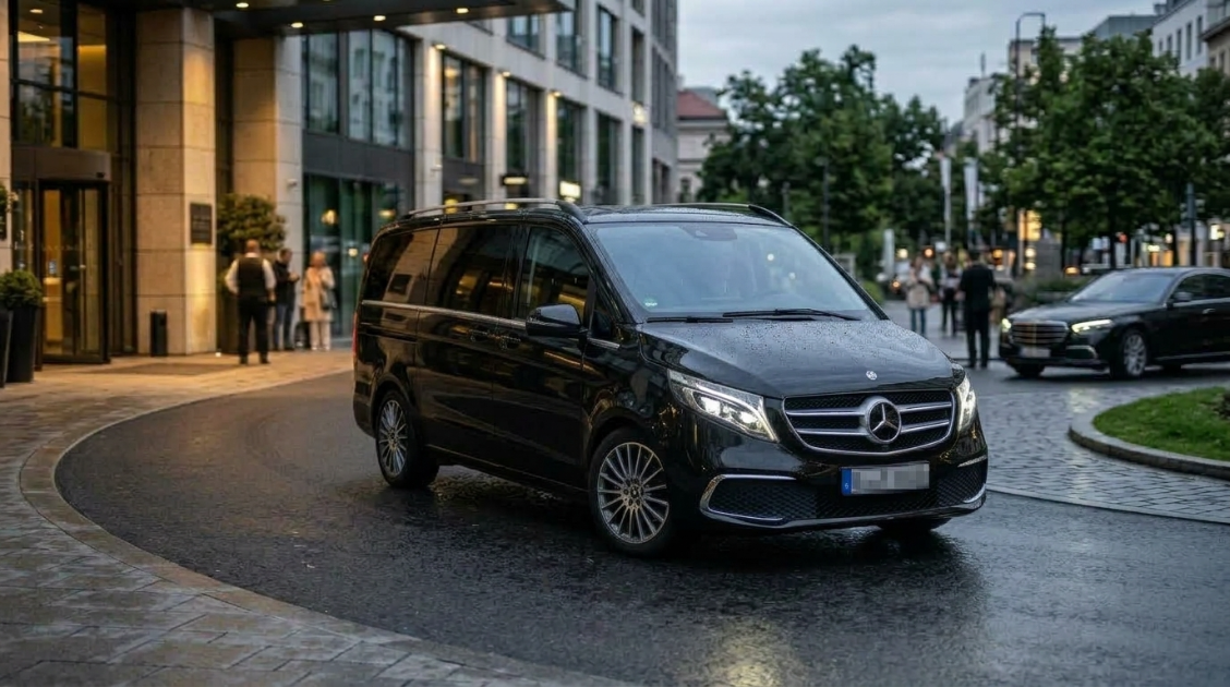 Executive black saloon car